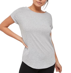 T-shirt confortable et élégant pour femmes T-shirt Activewear pour femmes Vêtements décontractés et tenues d'été Col rond Couleur grise - Product Image 1