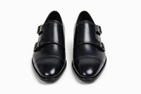 Chaussures habillées faites à la main pour hommes LEATHER STUDIO en cuir pleine fleur à bout pointu, à double boucle, anti-perforation et antidérapantes