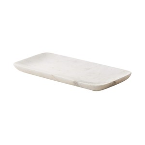 Plateau de service rectangulaire moderne en marbre blanc naturel, luxueux, fait main, poli, écologique, pour la décoration de la maison - Product Image 1