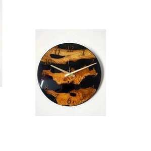 Horloge murale ronde tendance en bois naturel et résine époxy, finition polie, objet de luxe pour la décoration intérieure, idéale pour les restaurants et les hôtels, parfaite pour offrir. - Product Image 4