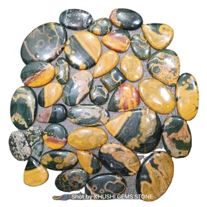 Pendentif en pierre précieuse de jaspe océanique naturel, cabochon lisse poli, formes variées, pour la fabrication de bijoux, effet de changement de couleur et de fracture - Product Image 3