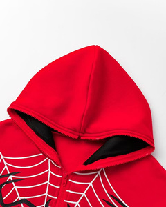 <b>Men's</b> <b>Red</b> Zip-Up <b>Sweatshirt</b> Regular Fit Cotton Knitted Casual Autumn Front Logo O-Neck Solid Design Hooded <b>Sweatshirt</b> - Product Image 3