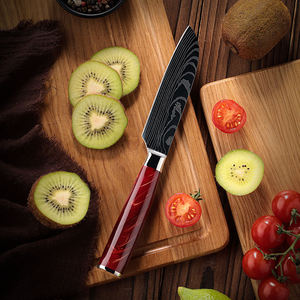 Grandsharp 7 and 5 Santoku <b>Knives</b> Professional High Carbon Stainless Steel Kitchen Santoku <b>Knives</b> Red Resin Handle - Product Image 4