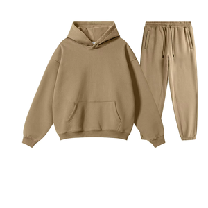 Custom Logo Heavyweight 600 GSM 100% Cotton Blank Pullover Boxy Baggy <b>Hoodie</b> and Sweatpants 2 Piece Set Tracksuit Sweatsuits Men - Product Image 5