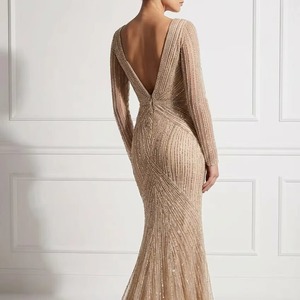 Vestido de Noche de Lentejuelas Hecho a Mano de Lujo, Fabricante de Ropa Formal Personalizada al por Mayor para Minoristas de Boutiques - Product Image 1