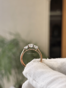 Elegant princess cut lab grown diamond three stone tension bar <b>ring</b> 1.56 carat VVS VS EF solid gold <b>fine</b> jewelry gift - Product Image 4