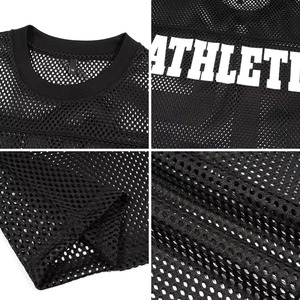 Camiseta de malla con cuello en V de alta calidad con logo personalizado, estilo oversize, estampado de béisbol, jersey deportivo de malla corto y holgado. - Product Image 6
