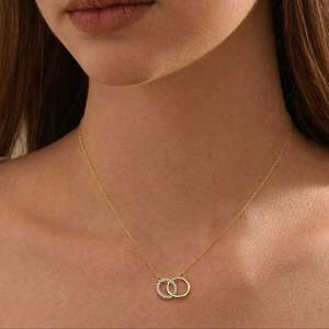 Hallmarked <b>Silver</b> Interlocking Circle Gold Plated Pendant for Women - Product Image 2
