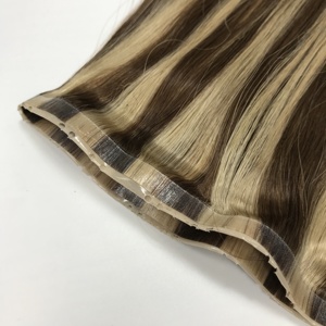 Remy Hair <b>Tape</b> Bundle Peruvian Hair Extensions Full Wigs for Baby Hair <b>Machine</b> Double Weft Double Drawn Ends All Colors - Product Image 1