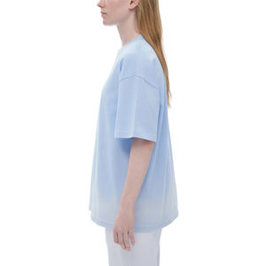 Camiseta de manga corta para mujer, 100% algodón, 250GSM, con teñido degradado por pulverización, lavada, estilo vintage, hombro caído, holgada, moderna, estilo universitario, Snow - Product Image 5