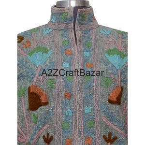 Chaqueta de punto bordada a mano con tela floral de algodón ecológico estilo vintage Suzani, informal, para verano/invierno/primavera, ideal para fiestas. - Product Image 3