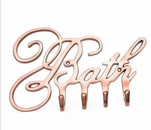 Premium <b>Bath</b> <b>Letter</b> Wall Hooks Rose Gold Metal Novelty Design Drill Installation Mirror Polished Finished Stylish Home Decor - Product Image 4