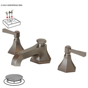 Rubinetto da bagno a 3 fori a doppio manico da 8 pollici con scarico in metallo con rubinetti da bagno e doccia in nichel spazzolato - Product Image 3