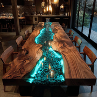 Table rectangulaire moderne en bois d'acacia et résine, design de luxe personnalisé, durable, imperméable, écologique, pour la retraite et Diwali