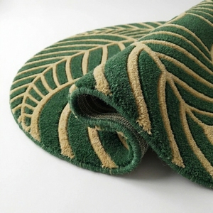 Alfombra Redonda de Hojas Verdes Hecha a Mano, Alfombra de Lana Botánica con Diseño Tropical, Alfombra de Área de Tamaño Personalizado, Decoración de Hogar de Lujo - Product Image 2