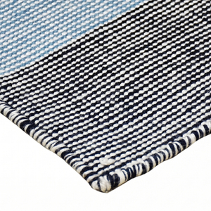 Tapis en laine rayé rose poussière, bleu gris, ivoire, écologique, antidérapant, à blocs de couleur doux, pour salon, chambre, hôtel - Product Image 6