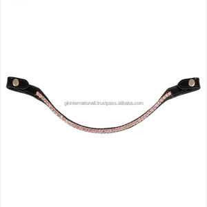 สายรัดคิ้วหนังรูปม้าควายสีดำและสีน้ำตาลฮาวานาออกแบบด้วยห่วงโซ่คริสตัลทรงกลมมีแบรนด์1แถวตามสั่ง - Product Image 2