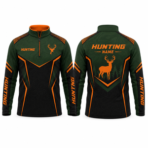 Veste softshell de chasse pour homme, manches longues, imprimé cerf orange, polyester respirant, vêtement d'automne - Product Image 1