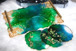 Handmade <b>Round</b> Resin Serving <b>Tray</b> with Finish Stylish Home and Office Decor Multi Purpose for Serving and <b>Table</b> - Product Image 3