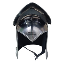 Casco Barbuta Medieval con Acabado Plateado, Acero Suave, Hecho a Mano, Armadura de Caballero, Disfraz Histórico para Fiesta de Cumpleaños, Halloween, Decoración del Hogar