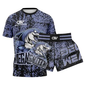 Conjunto de Muay Thai y MMA de Manga Corta para BJJ con Logotipo Personalizado OEM, Impresión por Sublimación, Tejido de Poliéster Transpirable y Elástico para Kickboxing - Product Image 1