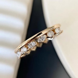 Women's 18K Solid Gold Eternity Band <b>Ring</b> With Oval Cut Diamonds Pave Setting East West Style Wedding Jewelry - Product Image 6