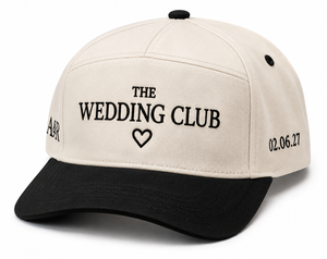 Nouvelle Casquette de Mariage Personnalisée à Cinq Panneaux, Visière Noire, Couronne Ivoire, Broderie, en Sergé de Coton Premium, Cadeau pour Marié, Chapeau de Club de Mariage - Product Image 3