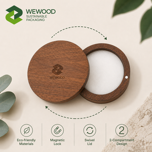 Custom Logo Acacia Wood Salt Cellar Round Wooden Salt <b>Box</b> with Magnetic Removable Lid OEM ODM Manufacturer - Product Image 2