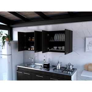 Armadio a Muro Olimpo 150 a Doppia Anta di Depot E Shop, Mobili da Cucina Neri con Due Ripiani Esterni e Due Interni - Product Image 2