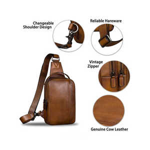 Bolsa de Mensajero de Cuero Personalizada de Alta Calidad para Hombre, Bandolera al Hombro, Gran Capacidad, Forro de Cuero Genuino, Venta al Por Mayor - Product Image 5