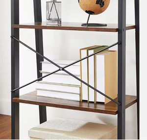 Étagère industrielle à 5 niveaux en bois rustique et métal noir, meuble de rangement et de présentation pour salon, bureau, décoration intérieure - Product Image 4