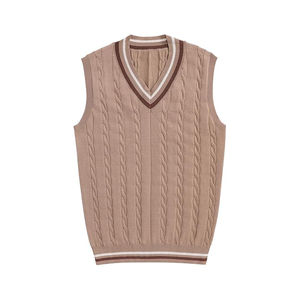 Chaleco de Punto sin Mangas para Hombre, 100% Algodón, Cuello en V, Estilo Casual Otoñal, Antiarrugas, Color Jaspeado, Impresión de Logotipo Personalizado, ODM - Product Image 2