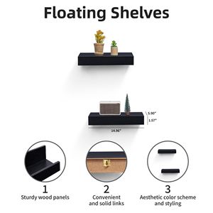 Mensole Galleggianti in Legno da 38 cm per Bagno, Camera da Letto, Soggiorno, Cucina - Scaffale Sospeso per Libri/Contenitore - Product Image 6