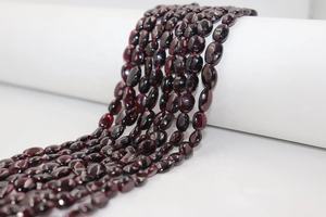 Chaîne de grenat naturel, perles ovales lisses, 5*7 mm, 12 pouces, perles ovales de grenat pour la fabrication de bijoux - Product Image 2