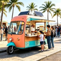 Chariot de friteuse à beignets avec station de glaçage, machine à café et chauffe-plats certifié CE pour les heures de pointe matinales des navetteurs