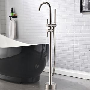 Rubinetto Monocomando per Vasca da Bagno Freestanding e Doccetta a Mano, Montaggio a Pavimento (Nero Spazzolato) - Product Image 3