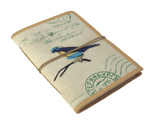 Cuaderno de lona con cubierta suave de papel de algodón hecho a mano, multicolor, con estampado de pájaros, cuaderno A5 para viajes. - Product Image 2