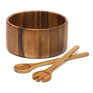 Tazón para Servir de Madera Maciza Ecológica de Primera Calidad, Estilo Americano, con Patrones de Grano Natural Únicos, para Mezclar Ensaladas y Presentar Frutas - Product Image 1