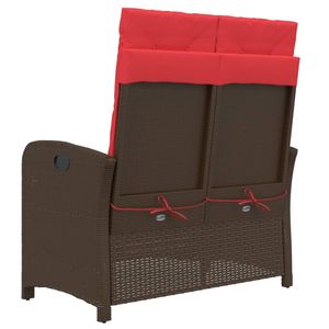 Banc de jardin inclinable 2 places en polyrotin marron, banc de patio confortable - Product Image 5