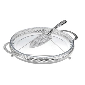 Support à gâteau rond en acier inoxydable avec spatule de service, ensemble de 2 pièces fait main - Product Image 5