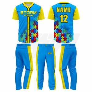 Ensemble de maillots de baseball personnalisés unisexes tendance, vente en gros, vêtements de sport sublimés, respirants, à séchage rapide, uniforme de baseball STORM WEAR - Product Image 3
