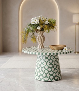 Luxury Wooden Handmade Coffee <b>Table</b> with <b>Resin</b> <b>Top</b> Wood Frame Modern Design Green White Pattern for Living Room - Product Image 1
