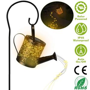 Solar Powered Watering Can String Light Hollow LED Garden Fairy Decoration Stake Lights for Pathway YA - Product Image 2