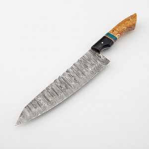 Damascus Steel Chef <b>Knife</b> Resin Handle Turquoise Spacer Kitchen Culinary <b>Carving</b> Slicer <b>Knife</b> With Sheath Wholesale B2B OEM - Product Image 1