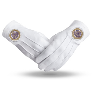Guantes Masónicos de Primera Calidad Grand Master Blue Lodge, de Algodón Puro con Parche Blanco Bordado Personalizado para Ceremonia - Product Image 4