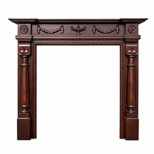 25-30days Modern White Oak Veneer <b>Fireplace</b> Surround Black-Stained Wall Frame Freestanding Villa Hotel Living - Product Image 1
