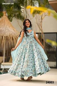Proveedor de la colección de vestidos Anarkali largos con vuelo completo y dupatta, de rayón de alta calidad con estampado digital, listos para usar, de Surat. - Product Image 3