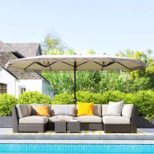 "Extra <b>Large</b> 15ft Cream White Patio <b>Umbrella</b> with Fringe Crank Handle UPF30+ for Outdoor Use" #### "Garden <b>Umbrella</b> Radii 2.7m" - Product Image 2