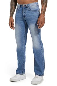 Jeans de Mezclilla para Hombre, Corte Recto, Lavado a la Piedra, Cintura Media, Corte Regular, Estilo Casual de Algodón, para Primavera - Product Image 5