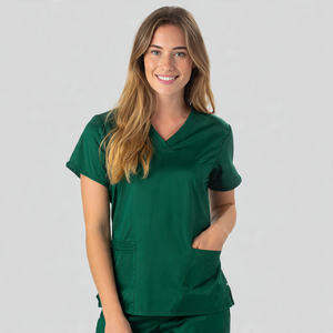 Haut de travail zippé à manches courtes en coton et polyester à double poche pour toilettage canin, avec protection anti-aiguilles - Product Image 4